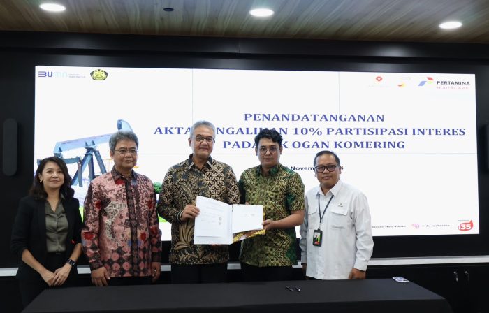 PHR Serahkan Hak PI 10 Persen dari PHE Ogan Komering ke BUMD Sumsel