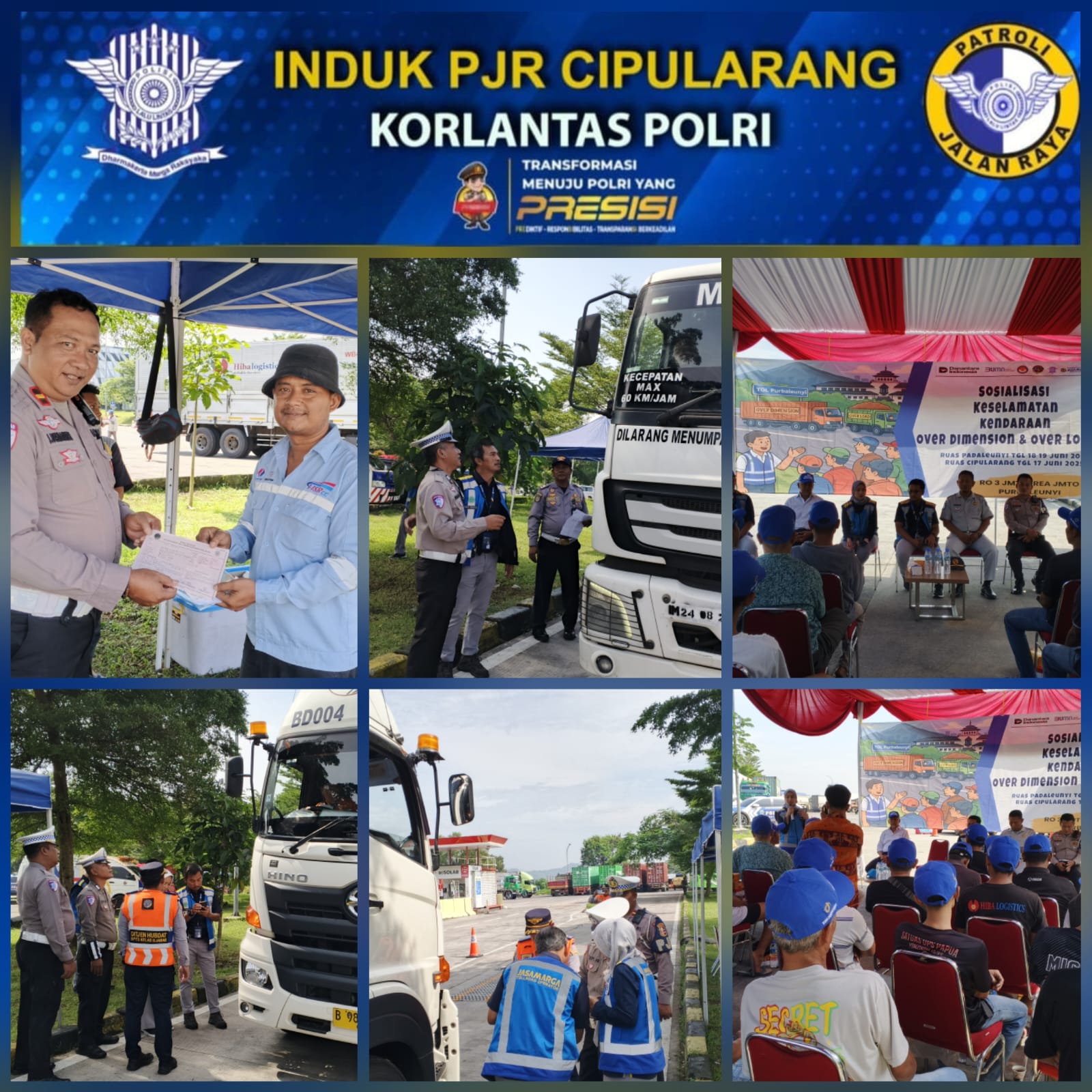 Dirgakkum Korlantas Polri dan PJR Induk Cipularang Sosialisasi Keselamatan Kendaraan ODOL