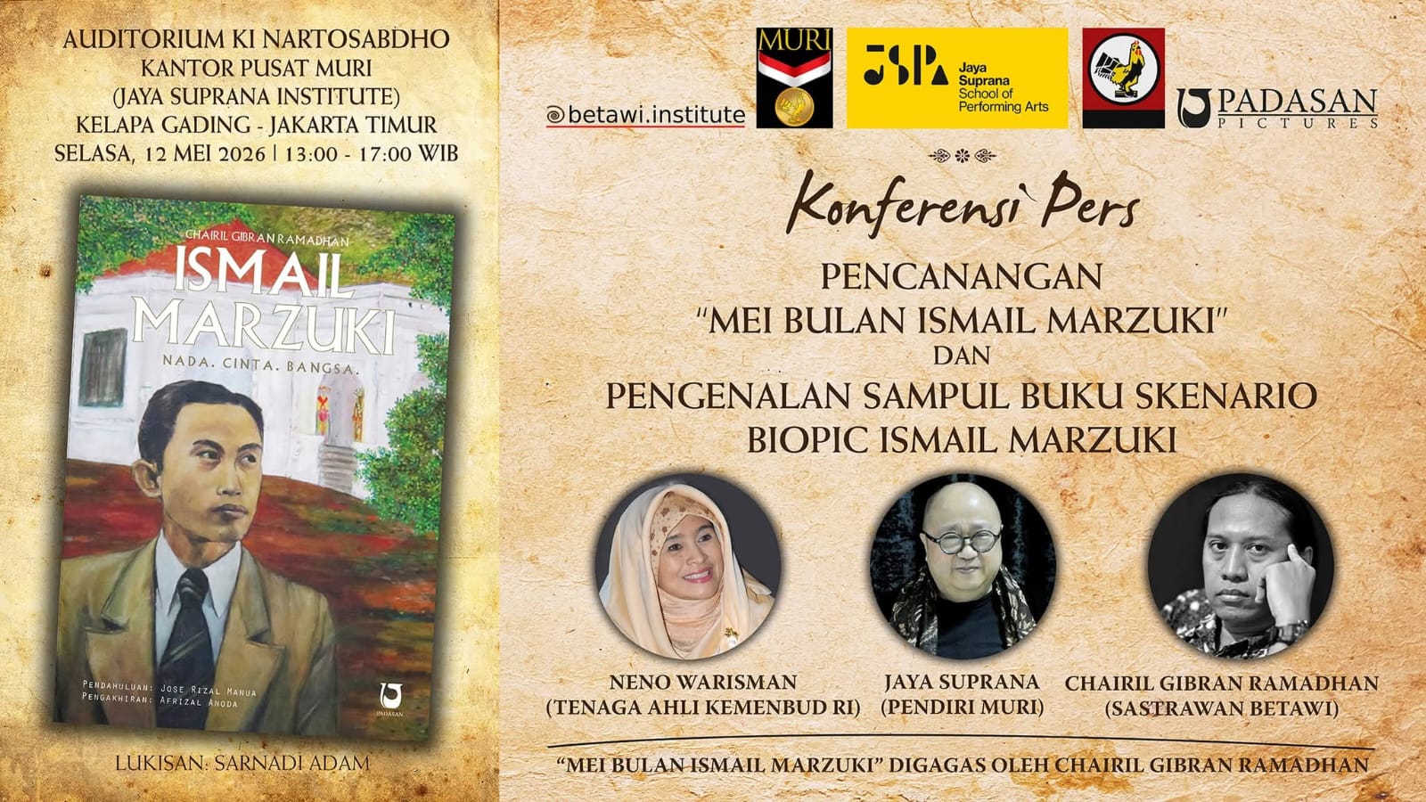 Periset dan Penulis Skenario Biopic Ismail Marzuki Tolak Tampil dalam Jakarta Biennale 2026